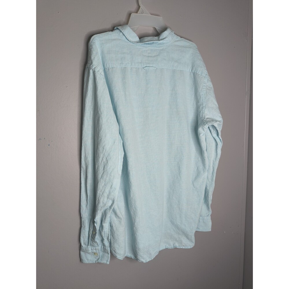 Banana Republic Men's Size XL Blue Linen Long Sleeve Button Up Slim Fit Collared - Picture 9 of 13